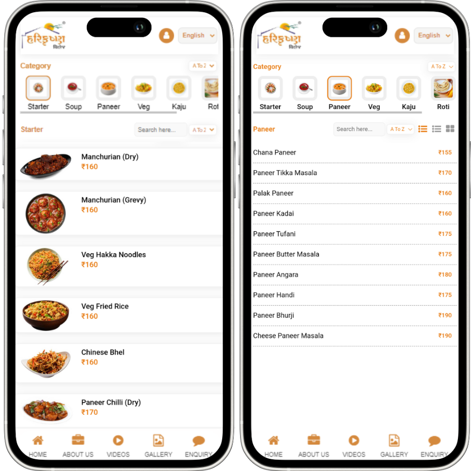 Digital Menu Preview